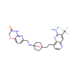 CN(C)c1nc2c(CCC34CCC(NCc5ccc6c(n5)NC(=O)CO6)(CC3)CO4)ccnc2cc1C(F)(F)F ZINC000299868097