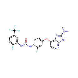 CN(C)c1nc2c(Oc3ccc(NC(=O)Nc4cc(C(F)(F)F)ccc4F)c(F)c3)ccnc2[nH]1 ZINC000058541055