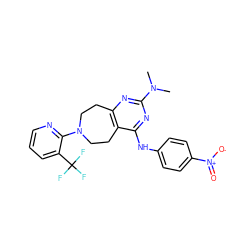 CN(C)c1nc2c(c(Nc3ccc([N+](=O)[O-])cc3)n1)CCN(c1ncccc1C(F)(F)F)CC2 ZINC000145000049