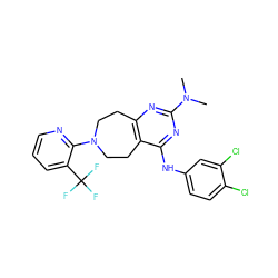 CN(C)c1nc2c(c(Nc3ccc(Cl)c(Cl)c3)n1)CCN(c1ncccc1C(F)(F)F)CC2 ZINC000145012432