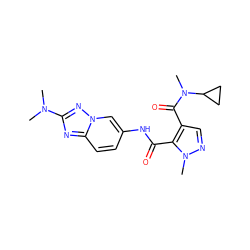 CN(C)c1nc2ccc(NC(=O)c3c(C(=O)N(C)C4CC4)cnn3C)cn2n1 ZINC000205064248