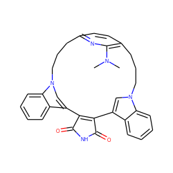 CN(C)c1nc2ccc1CCCn1cc(c3ccccc31)C1=C(C(=O)NC1=O)c1cn(c3ccccc13)CCC2 ZINC000028882003