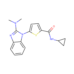 CN(C)c1nc2ccccc2n1-c1ccc(C(=O)NC2CC2)s1 ZINC000084602805