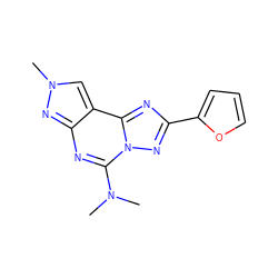 CN(C)c1nc2nn(C)cc2c2nc(-c3ccco3)nn12 ZINC000095579765