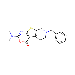 CN(C)c1nc2sc3c(c2c(=O)o1)CCN(Cc1ccccc1)C3 ZINC000013678165