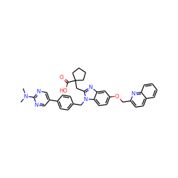 CN(C)c1ncc(-c2ccc(Cn3c(CC4(C(=O)O)CCCC4)nc4cc(OCc5ccc6ccccc6n5)ccc43)cc2)cn1 ZINC000226101732