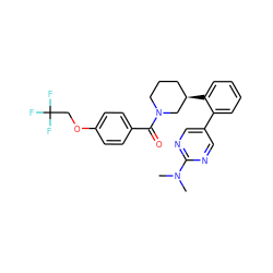 CN(C)c1ncc(-c2ccccc2[C@@H]2CCCN(C(=O)c3ccc(OCC(F)(F)F)cc3)C2)cn1 ZINC000221553575