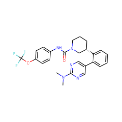 CN(C)c1ncc(-c2ccccc2[C@H]2CCCN(C(=O)Nc3ccc(OC(F)(F)F)cc3)C2)cn1 ZINC001772621232