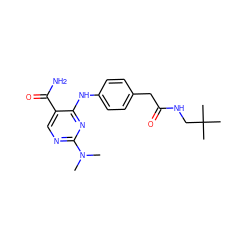 CN(C)c1ncc(C(N)=O)c(Nc2ccc(CC(=O)NCC(C)(C)C)cc2)n1 ZINC000096938250