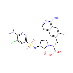 CN(C)c1ncc(S(=O)(=O)N[C@H]2CCN([C@H](Cc3cc4ccnc(N)c4cc3Cl)C(=O)O)C2=O)cc1Cl ZINC000142532975