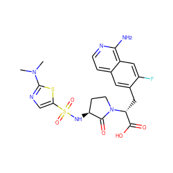 CN(C)c1ncc(S(=O)(=O)N[C@H]2CCN([C@H](Cc3cc4ccnc(N)c4cc3F)C(=O)O)C2=O)s1 ZINC000142555777