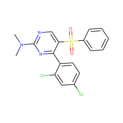 CN(C)c1ncc(S(=O)(=O)c2ccccc2)c(-c2ccc(Cl)cc2Cl)n1 ZINC000001402842