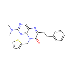 CN(C)c1ncc2nc(CCc3ccccc3)c(=O)n(Cc3cccs3)c2n1 ZINC000004238847