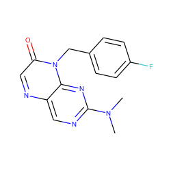 CN(C)c1ncc2ncc(=O)n(Cc3ccc(F)cc3)c2n1 ZINC000004238289