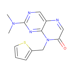 CN(C)c1ncc2ncc(=O)n(Cc3cccs3)c2n1 ZINC000004238395