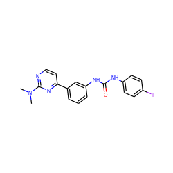 CN(C)c1nccc(-c2cccc(NC(=O)Nc3ccc(I)cc3)c2)n1 ZINC001772635514