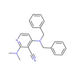 CN(C)c1nccc(N(Cc2ccccc2)Cc2ccccc2)c1C#N ZINC000000210123