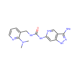 CN(C)c1ncccc1CNC(=O)Nc1cc2[nH]nc(N)c2cn1 ZINC001772625847