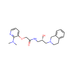 CN(C)c1ncccc1OCC(=O)NC[C@H](O)CN1CCc2ccccc2C1 ZINC000218917796