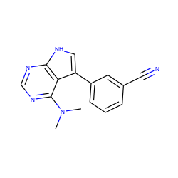 CN(C)c1ncnc2[nH]cc(-c3cccc(C#N)c3)c12 ZINC000210747522