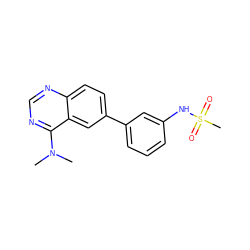 CN(C)c1ncnc2ccc(-c3cccc(NS(C)(=O)=O)c3)cc12 ZINC000004257410