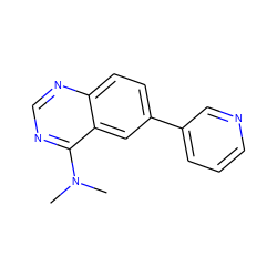 CN(C)c1ncnc2ccc(-c3cccnc3)cc12 ZINC000004258387