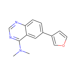 CN(C)c1ncnc2ccc(-c3ccoc3)cc12 ZINC000004265644