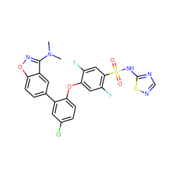CN(C)c1noc2ccc(-c3cc(Cl)ccc3Oc3cc(F)c(S(=O)(=O)Nc4ncns4)cc3F)cc12 ZINC000205532861