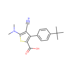 CN(C)c1sc(C(=O)O)c(-c2ccc(C(C)(C)C)cc2)c1C#N ZINC000038147737