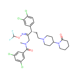 CN(C/C(=N\OC(F)F)[C@@H](CCN1CCC(N2CCCCC2=O)CC1)c1ccc(Cl)c(Cl)c1)C(=O)c1cc(Cl)cc(Cl)c1 ZINC000095607602