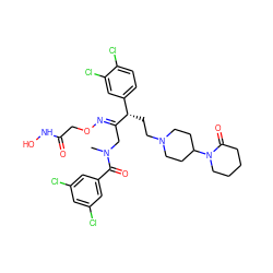 CN(C/C(=N\OCC(=O)NO)[C@@H](CCN1CCC(N2CCCCC2=O)CC1)c1ccc(Cl)c(Cl)c1)C(=O)c1cc(Cl)cc(Cl)c1 ZINC000027881781