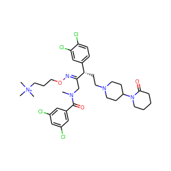 CN(C/C(=N\OCCC[N+](C)(C)C)[C@@H](CCN1CCC(N2CCCCC2=O)CC1)c1ccc(Cl)c(Cl)c1)C(=O)c1cc(Cl)cc(Cl)c1 ZINC000027884318