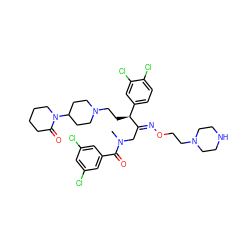 CN(C/C(=N\OCCN1CCNCC1)[C@@H](CCN1CCC(N2CCCCC2=O)CC1)c1ccc(Cl)c(Cl)c1)C(=O)c1cc(Cl)cc(Cl)c1 ZINC000027884331