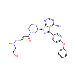 CN(C/C=C/C(=O)N1CCC[C@H](n2nc(-c3ccc(Oc4ccccc4)cc3)c3c(N)ncnc32)C1)CCO ZINC000137903757