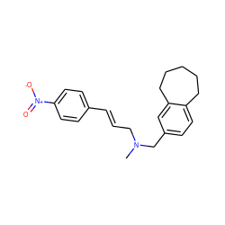 CN(C/C=C/c1ccc([N+](=O)[O-])cc1)Cc1ccc2c(c1)CCCCC2 ZINC000653826115