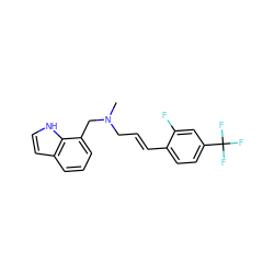 CN(C/C=C/c1ccc(C(F)(F)F)cc1F)Cc1cccc2cc[nH]c12 ZINC001772589515