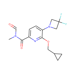 CN(C=O)C(=O)c1ccc(N2CC(F)(F)C2)c(OCC2CC2)n1 ZINC000146148555