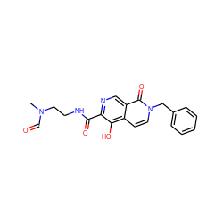 CN(C=O)CCNC(=O)c1ncc2c(=O)n(Cc3ccccc3)ccc2c1O ZINC000169710998