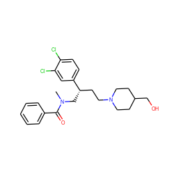 CN(C[C@@H](CCN1CCC(CO)CC1)c1ccc(Cl)c(Cl)c1)C(=O)c1ccccc1 ZINC000029558081