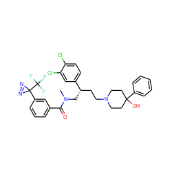 CN(C[C@@H](CCN1CCC(O)(c2ccccc2)CC1)c1ccc(Cl)c(Cl)c1)C(=O)c1cccc(C2(C(F)(F)F)N=N2)c1 ZINC000027657142