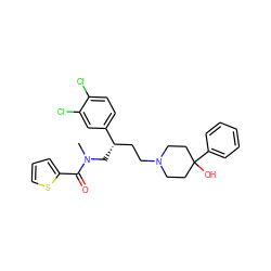 CN(C[C@@H](CCN1CCC(O)(c2ccccc2)CC1)c1ccc(Cl)c(Cl)c1)C(=O)c1cccs1 ZINC000028014517