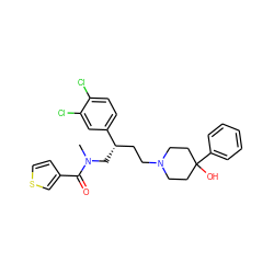 CN(C[C@@H](CCN1CCC(O)(c2ccccc2)CC1)c1ccc(Cl)c(Cl)c1)C(=O)c1ccsc1 ZINC000028090633