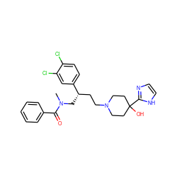 CN(C[C@@H](CCN1CCC(O)(c2ncc[nH]2)CC1)c1ccc(Cl)c(Cl)c1)C(=O)c1ccccc1 ZINC000013534606