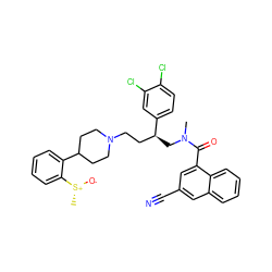 CN(C[C@@H](CCN1CCC(c2ccccc2[S@@+](C)[O-])CC1)c1ccc(Cl)c(Cl)c1)C(=O)c1cc(C#N)cc2ccccc12 ZINC000015768715