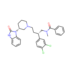 CN(C[C@@H](CCN1CCC[C@@H](n2c(=O)[nH]c3ccccc32)C1)c1ccc(Cl)c(Cl)c1)C(=O)c1ccccc1 ZINC000026287221