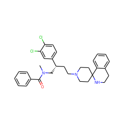 CN(C[C@@H](CCN1CCC2(CC1)NCCc1ccccc12)c1ccc(Cl)c(Cl)c1)C(=O)c1ccccc1 ZINC000029334570