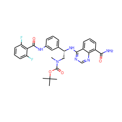 CN(C[C@@H](Nc1ncnc2c(C(N)=O)cccc12)c1cccc(NC(=O)c2c(F)cccc2F)c1)C(=O)OC(C)(C)C ZINC000166952001