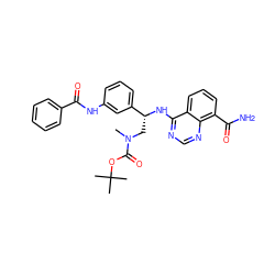 CN(C[C@@H](Nc1ncnc2c(C(N)=O)cccc12)c1cccc(NC(=O)c2ccccc2)c1)C(=O)OC(C)(C)C ZINC000114349506