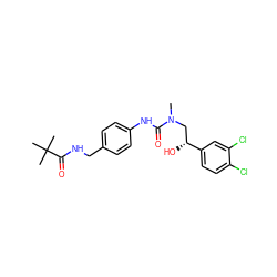 CN(C[C@@H](O)c1ccc(Cl)c(Cl)c1)C(=O)Nc1ccc(CNC(=O)C(C)(C)C)cc1 ZINC000026641039