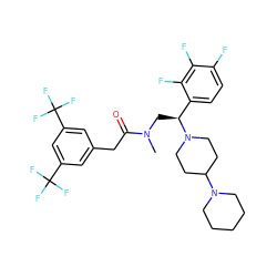 CN(C[C@@H](c1ccc(F)c(F)c1F)N1CCC(N2CCCCC2)CC1)C(=O)Cc1cc(C(F)(F)F)cc(C(F)(F)F)c1 ZINC000036323852